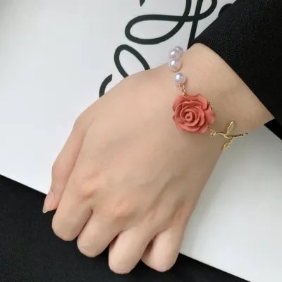 Pearl Rose Flower Bracelet 